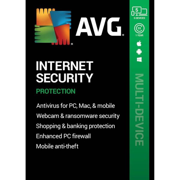 AVG - Internet Security (5 Devices) (1-Year Subscription) - Android, Mac OS, Windows [Digital]